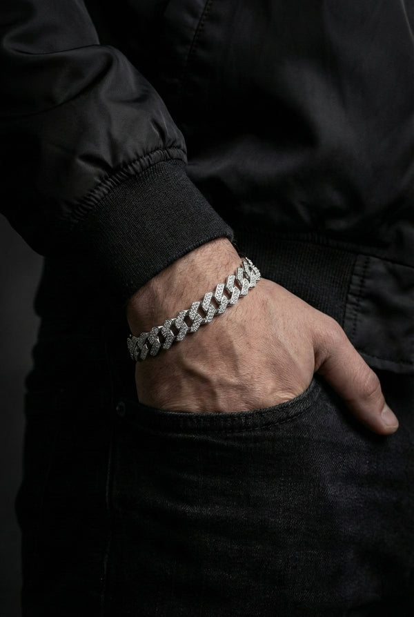 The Luxe Pave Cuban Link Bracelet by Kalaa Silver
