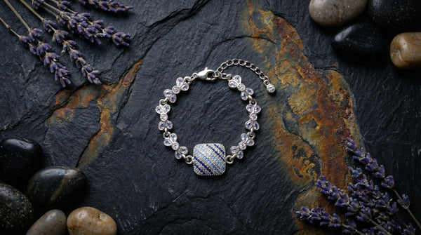 The Azure Mosaic Floral Bracelet by Kalaa Silver