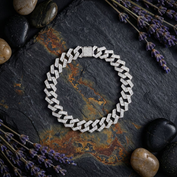 The Luxe Pave Cuban Link Bracelet by Kalaa Silver