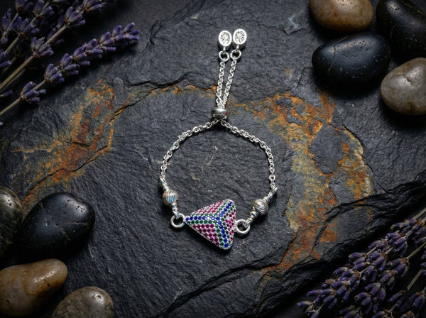 The Vivid Prism Adjustable Silver Bracelet by Kalaa Silver