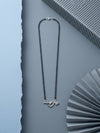 Sterling Silver Modern Mangalsutra: Dainty Heart & Key Pendant with Black Bead Chain - Daily Wear Elegance