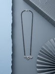 Sterling Silver Modern Mangalsutra: Dainty Heart & Key Pendant with Black Bead Chain - Daily Wear Elegance