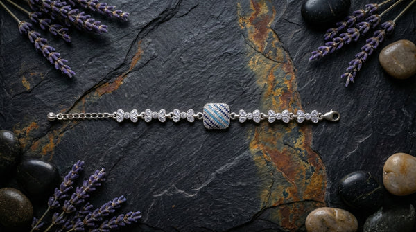 The Azure Mosaic Floral Bracelet by Kalaa Silver