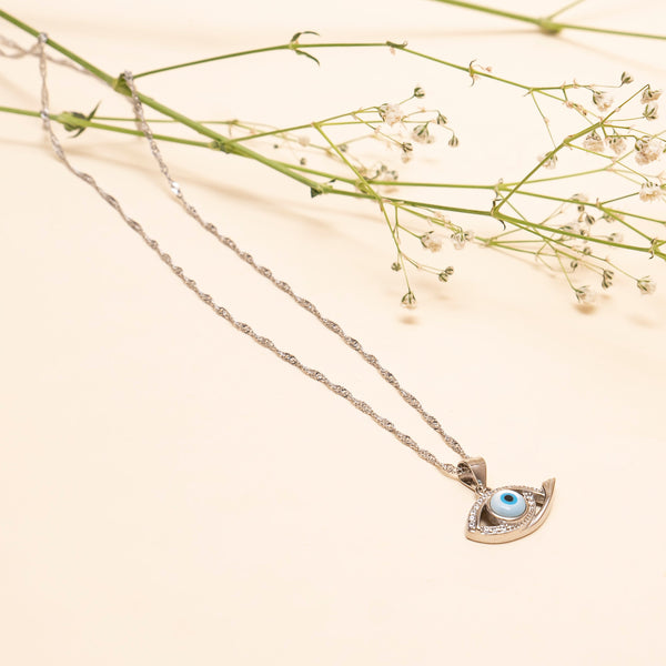925 Sterling Silver Evil Eye Pendant With Chain With Zircon